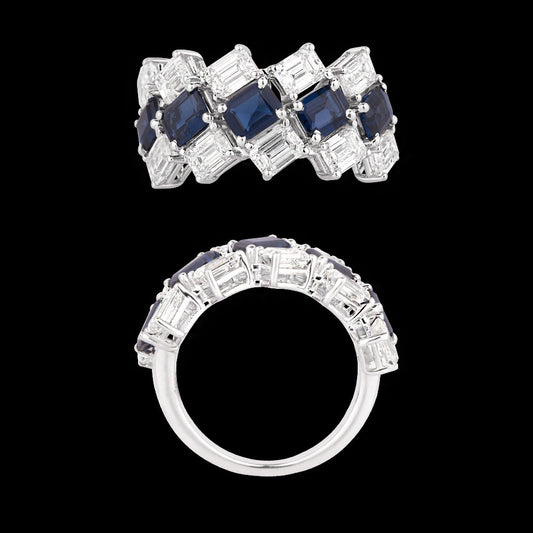 18K White Gold Diamond Ring - 3.092ct VS-SI-HI with Colour Stones