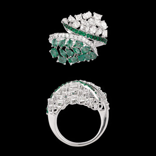 18K White Gold Diamond Ring - 1.902ct VVS-VS-EF with Colour Stones