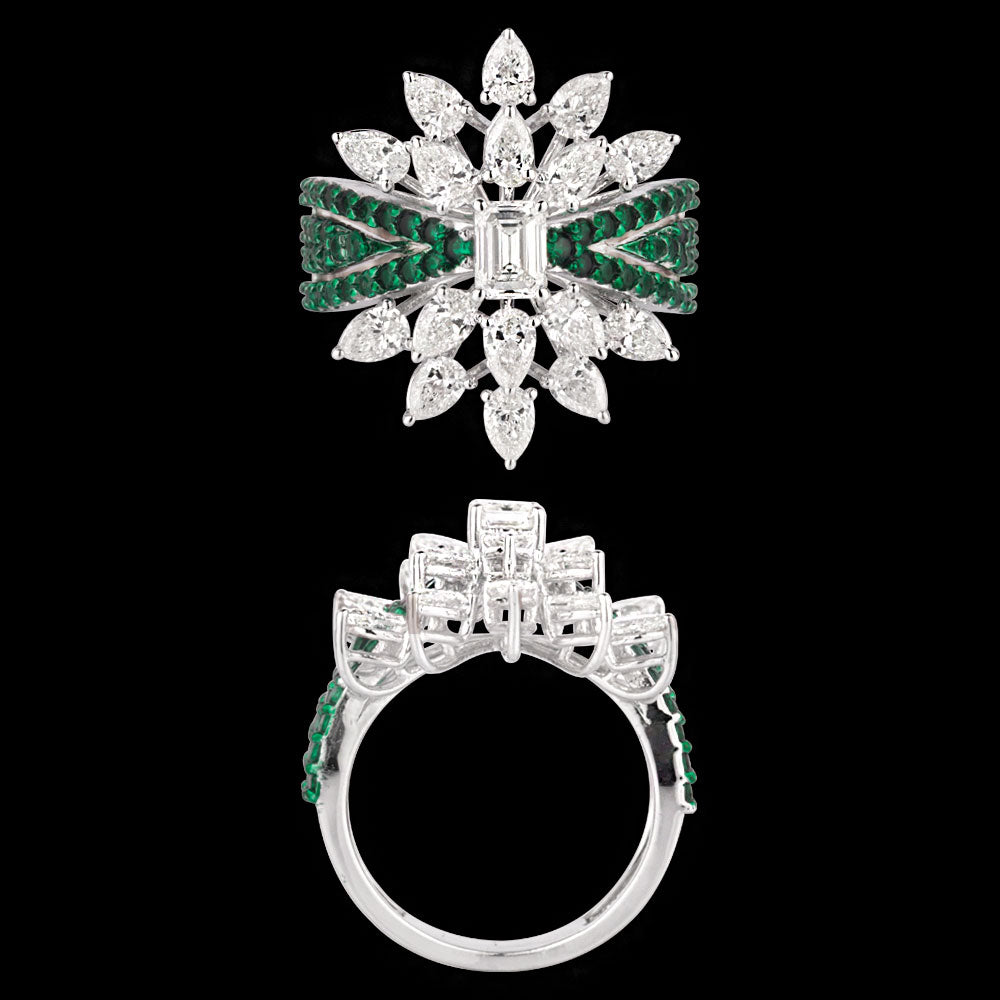 14K White Gold Diamond Ring - 2.249ct VS-SI-GH with Colour Stones