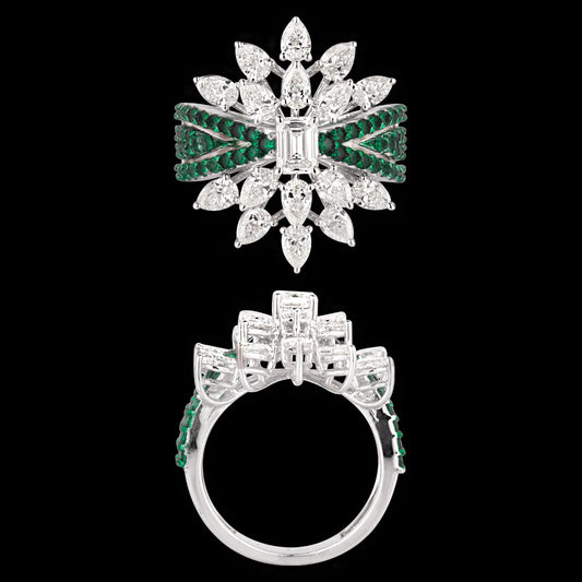 14K White Gold Diamond Ring - 2.249ct VS-SI-GH with Colour Stones