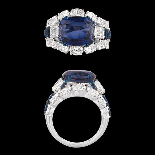 18K White Gold Diamond Ring - 3.951ct VVS-VS-FG with Colour Stones