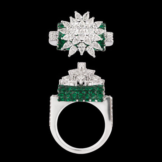 14K White Gold Diamond Ring - 2.056ct VS-SI-FG with Colour Stones