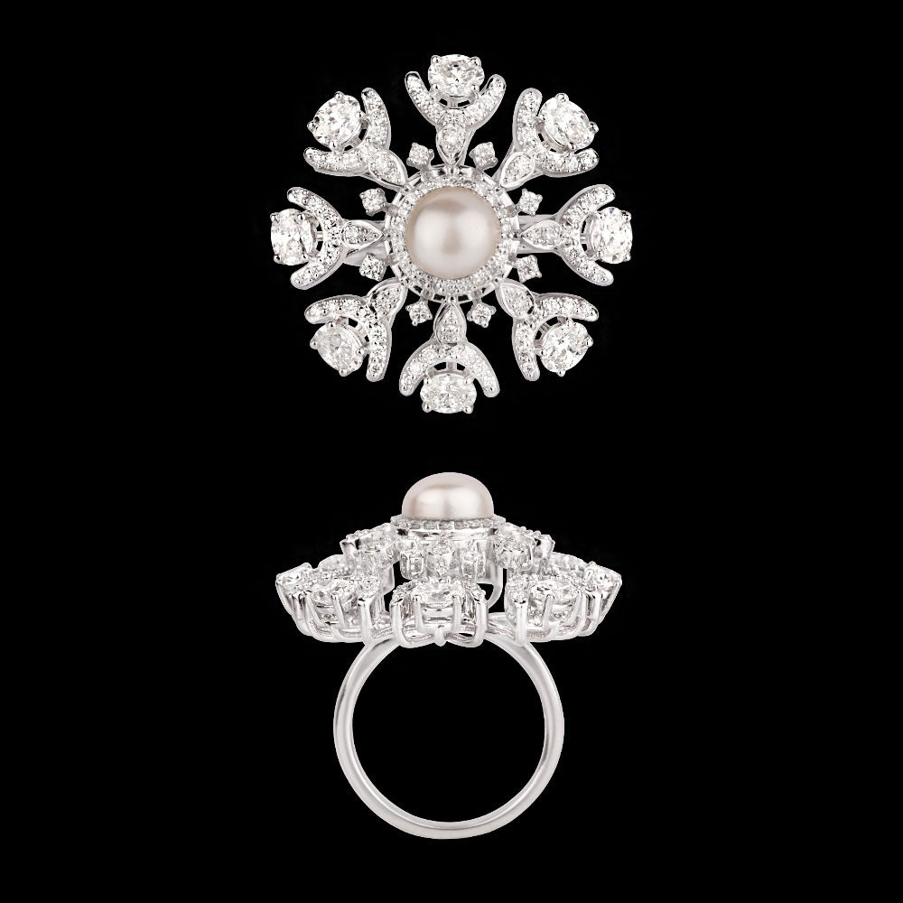 18K White Gold Diamond Ring - 2.785ct VVS-VS-FG with Colour Stones