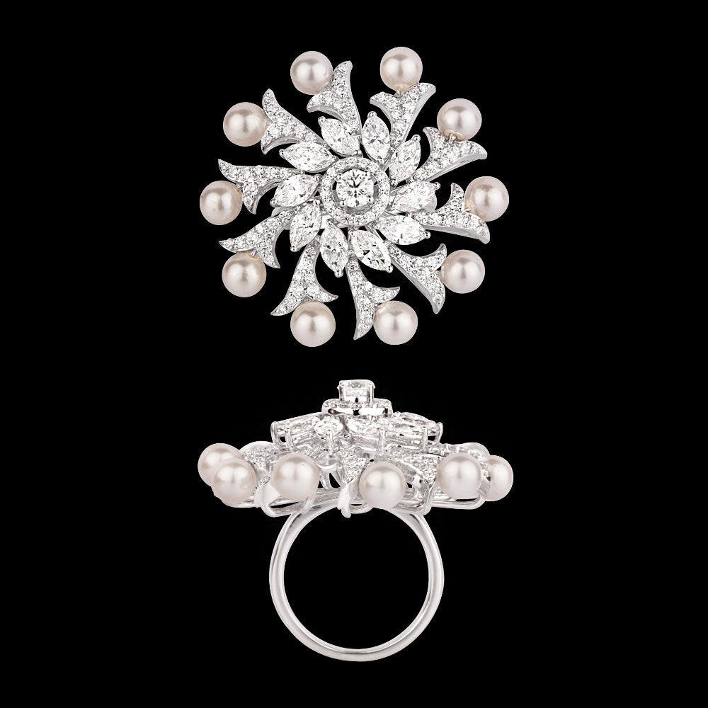 18K White Gold Diamond Ring - 3.712ct VS-SI-GH with Colour Stones