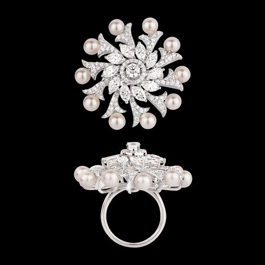 18K White Gold Diamond Ring - 3.712ct VS-SI-GH with Colour Stones