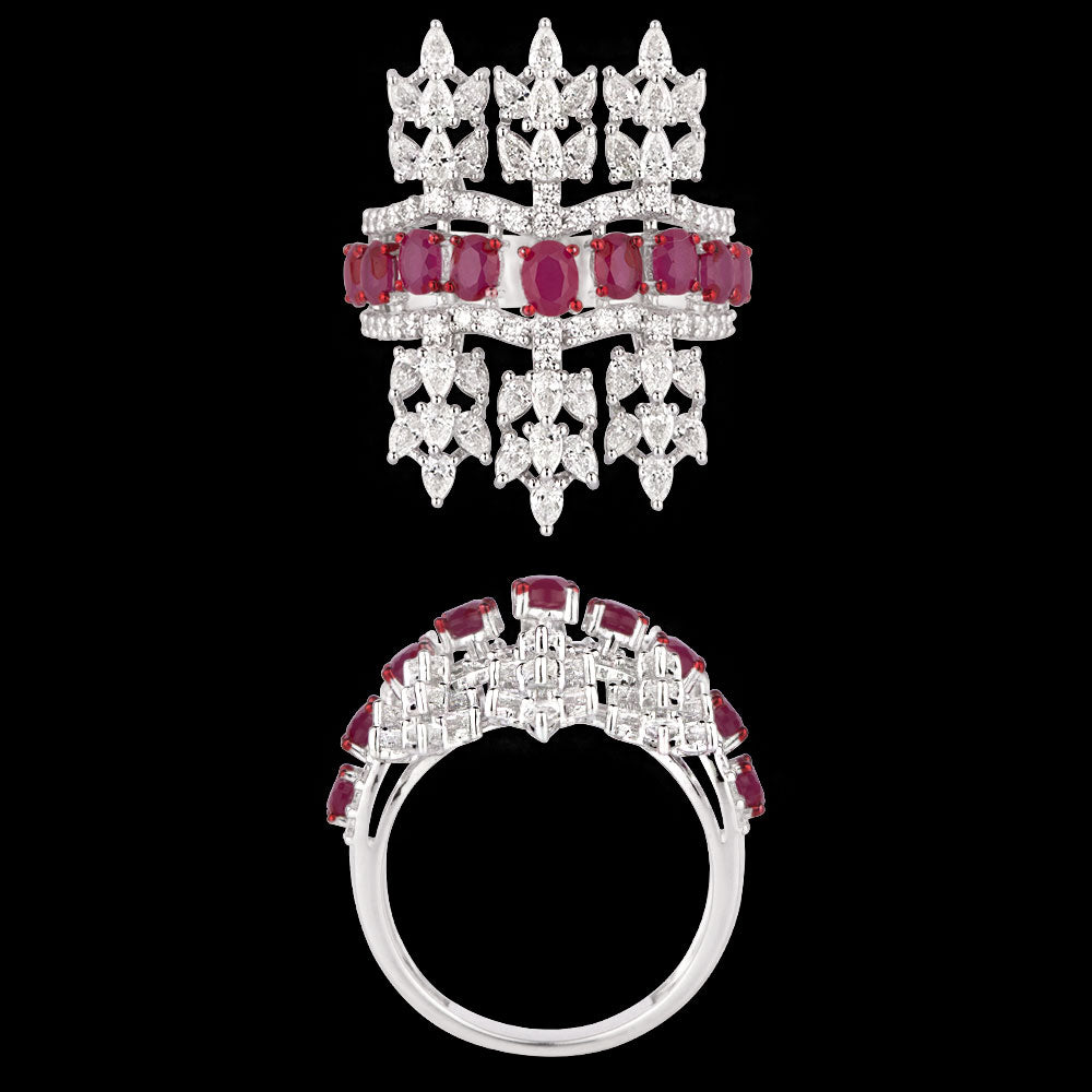 14K White Gold Diamond Ring - 1.919ct VVS-VS-FG with Colour Stones