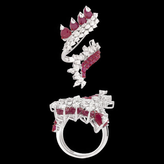 14K White Gold Diamond Ring - 3.259ct VVS-VS-FG with Colour Stones