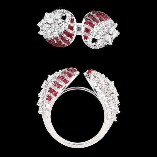 14K White Gold Diamond Ring - 2.111ct VVS-VS-EF with Colour Stones
