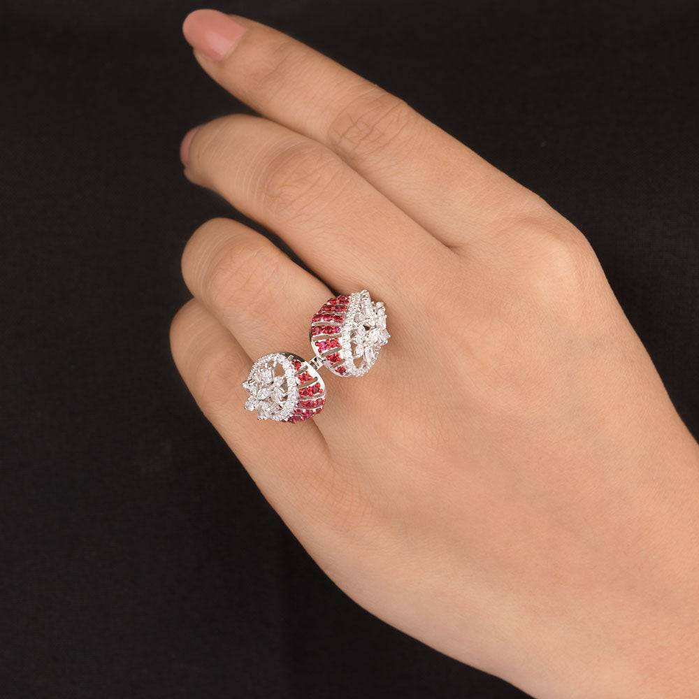 14K White Gold Diamond Ring - 2.111ct VVS-VS-EF with Colour Stones