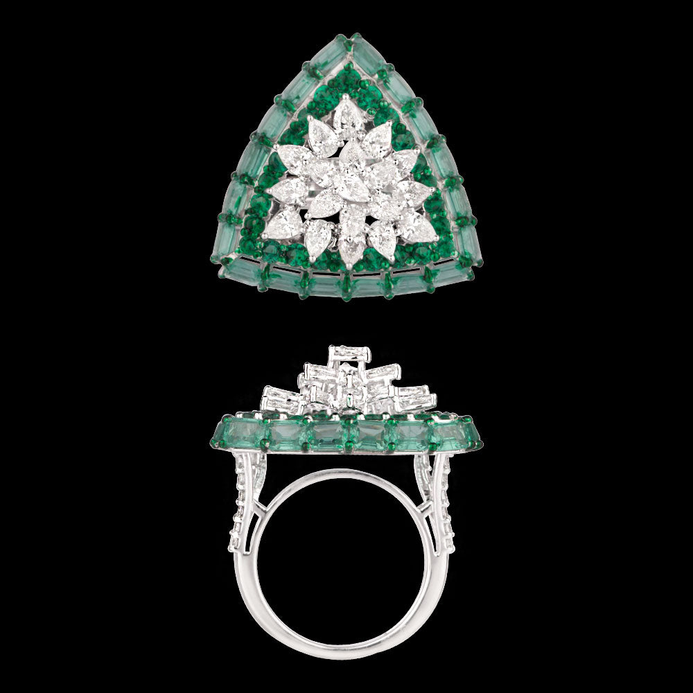 14K White Gold Diamond Ring - 2.424ct VS-SI-FG with Colour Stones