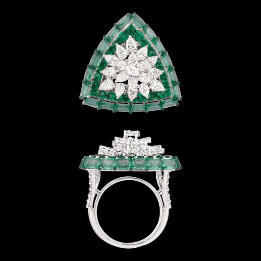 14K White Gold Diamond Ring - 2.424ct VS-SI-FG with Colour Stones