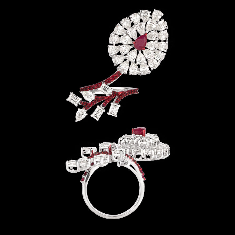 14K White Gold Diamond Ring - 5.89ct VS-SI-IJ with Colour Stones