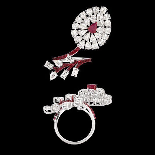 14K White Gold Diamond Ring - 5.89ct VS-SI-IJ with Colour Stones