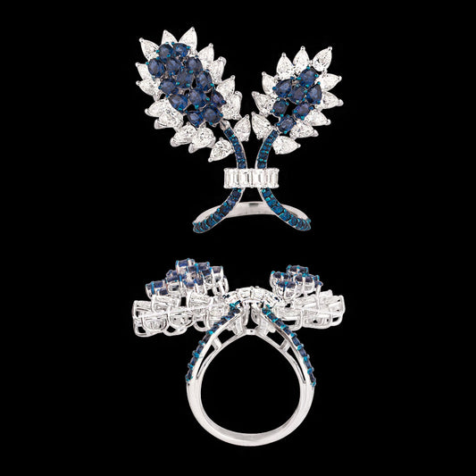 14K White Gold Diamond Ring - 5.913ct VVS-VS-HI with Colour Stones