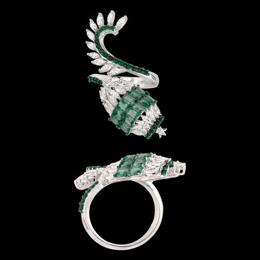14K White Gold Diamond Ring - 1.369ct VVS-VS-FG with Colour Stones