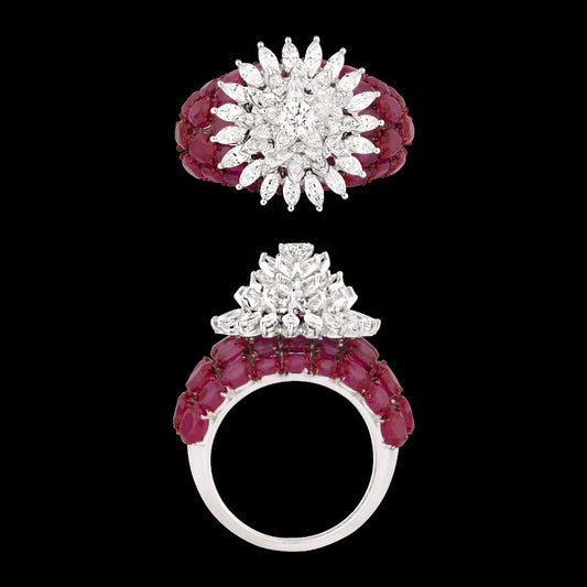 14K White Gold Diamond Ring - 1.612ct VS-SI-FG with Colour Stones