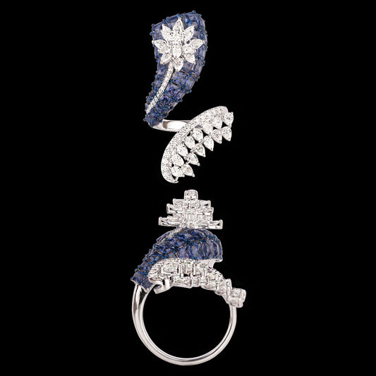14K White Gold Diamond Ring - 2.684ct VVS-VS-FG with Colour Stones