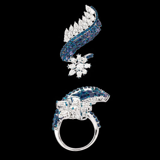 14K White Gold Diamond Ring - 5.925ct VS-SI-HI with Colour Stones