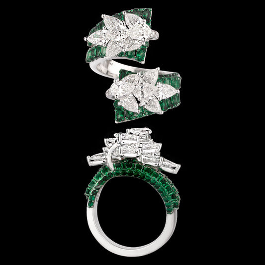 14K White Gold Diamond Ring - 3.734ct VS-SI-FG with Colour Stones
