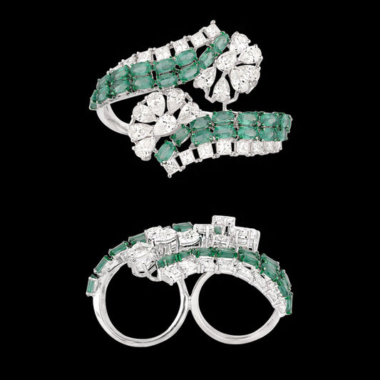 14K White Gold Diamond Ring - 7.069ct VS-SI-FG with Colour Stones