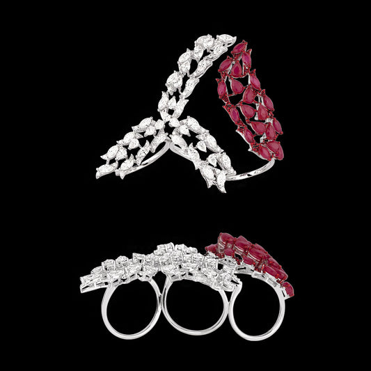 14K White Gold Diamond Ring - 7.343ct VS-SI-HI with Colour Stones