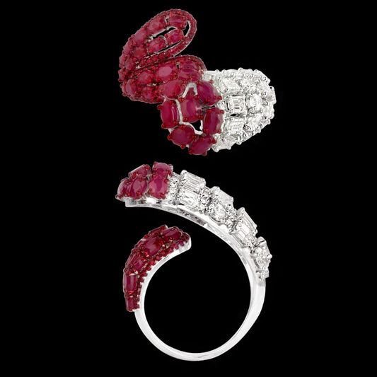 14K White Gold Diamond Ring - 2.616ct VVS-VS-IJ with Colour Stones