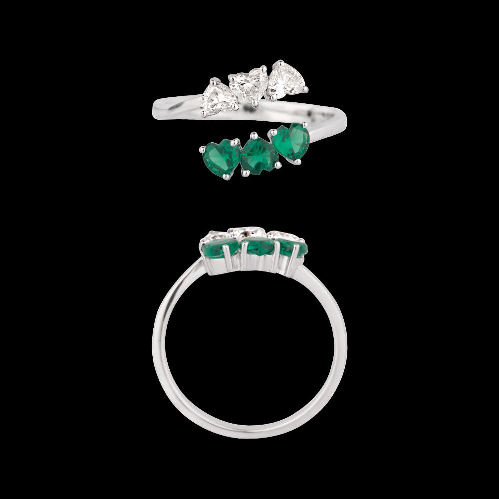 18K White Gold Diamond Ring - 0.422ct VVS-EF with Colour Stones