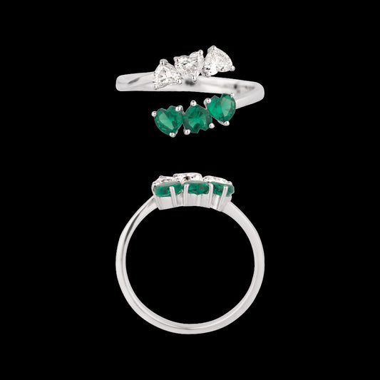 18K White Gold Diamond Ring - 0.422ct VVS-EF with Colour Stones