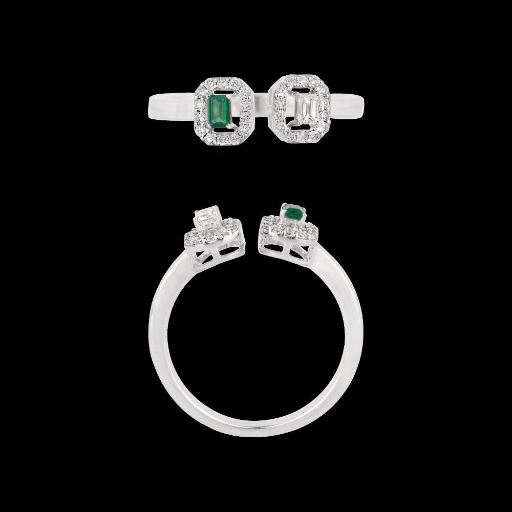 18K White Gold Diamond Ring - 0.299ct VVS-VS-IJ with Colour Stones