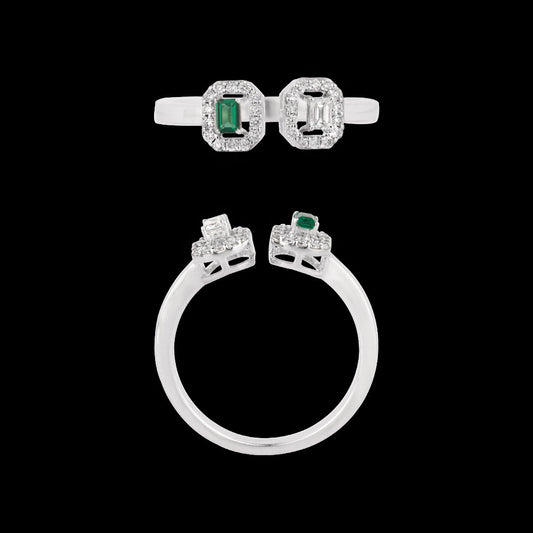 18K White Gold Diamond Ring - 0.299ct VVS-VS-IJ with Colour Stones