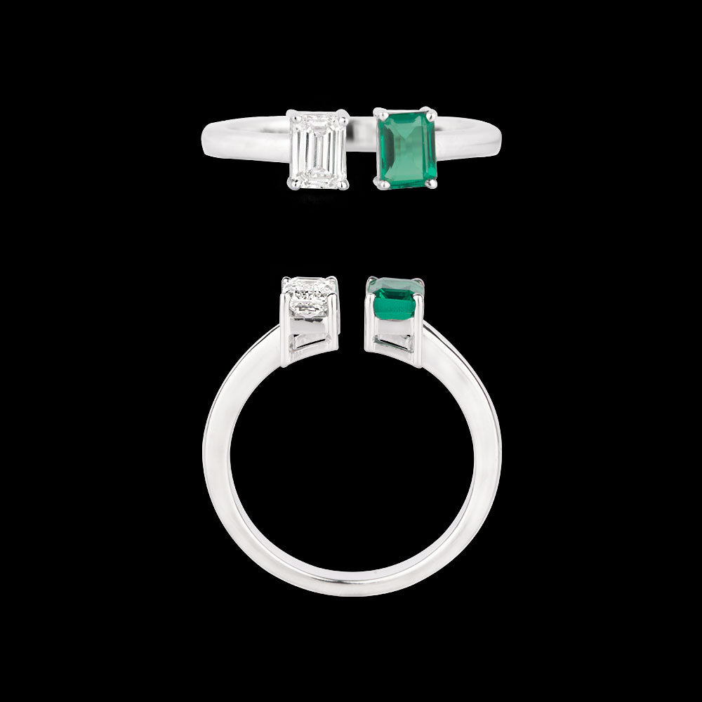 18K White Gold Diamond Ring - 0.401ct SI-HI with Colour Stones