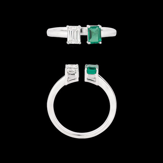 18K White Gold Diamond Ring - 0.401ct SI-HI with Colour Stones
