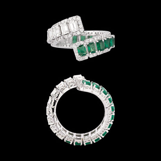 18K White Gold Diamond Ring - 1.939ct VVS-GH with Colour Stones