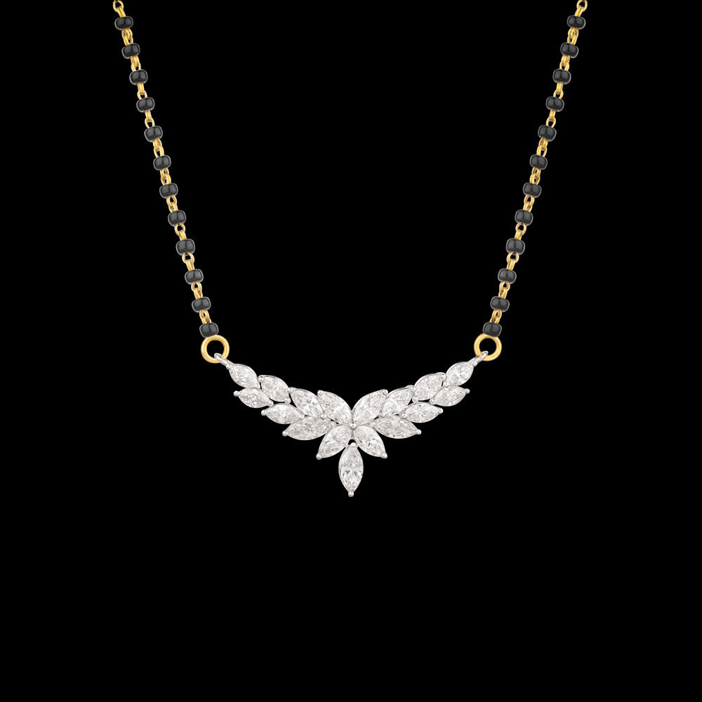 14K White Gold Diamond Mangalsutra Tanmaniya - 4.094ct VS-SI-IJ