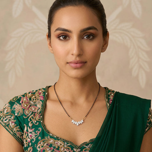 14K White Gold Diamond Mangalsutra Tanmaniya - 3.296ct VVS-VS-IJ