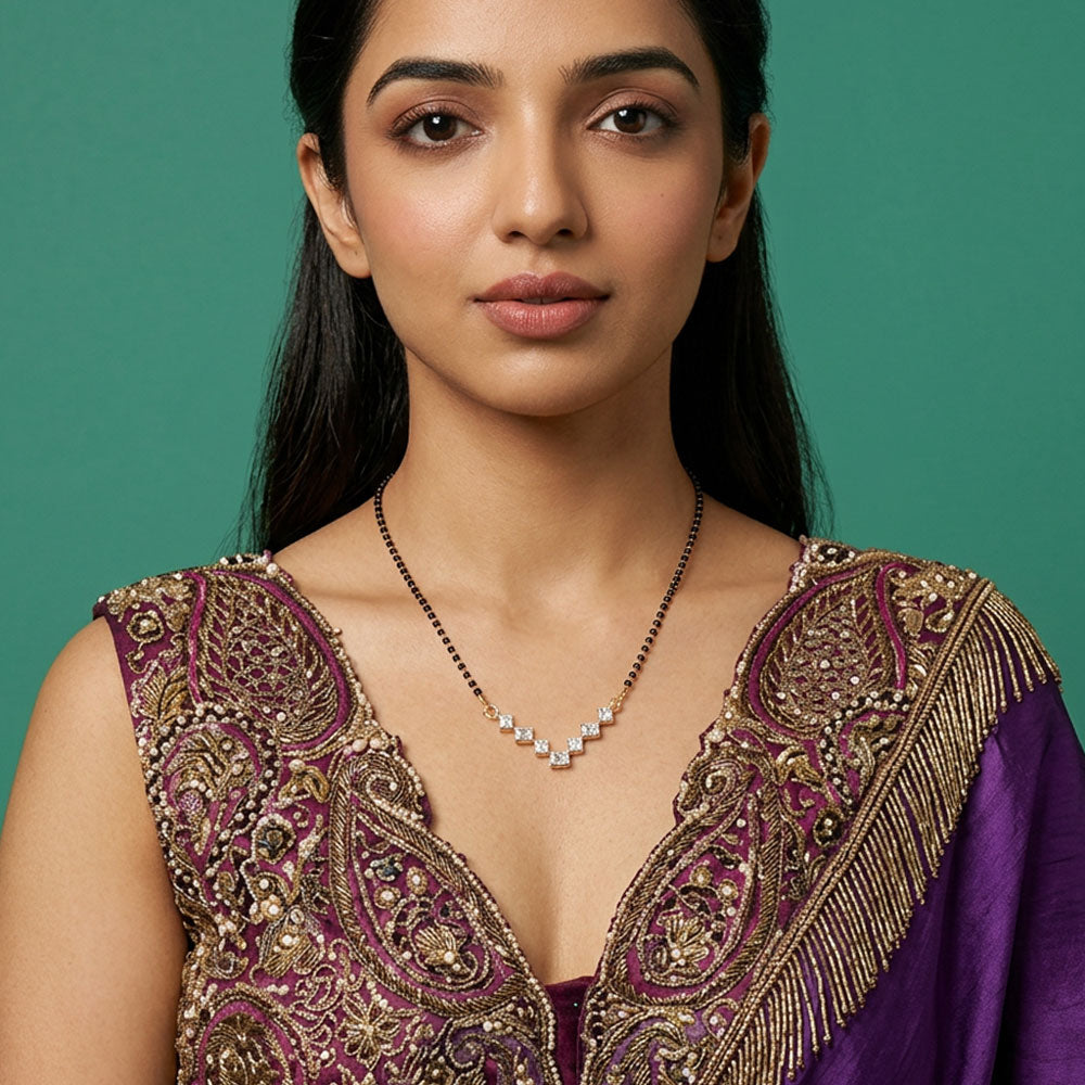 14K White Gold Diamond Mangalsutra Tanmaniya - 2.628ct VVS-VS-JK