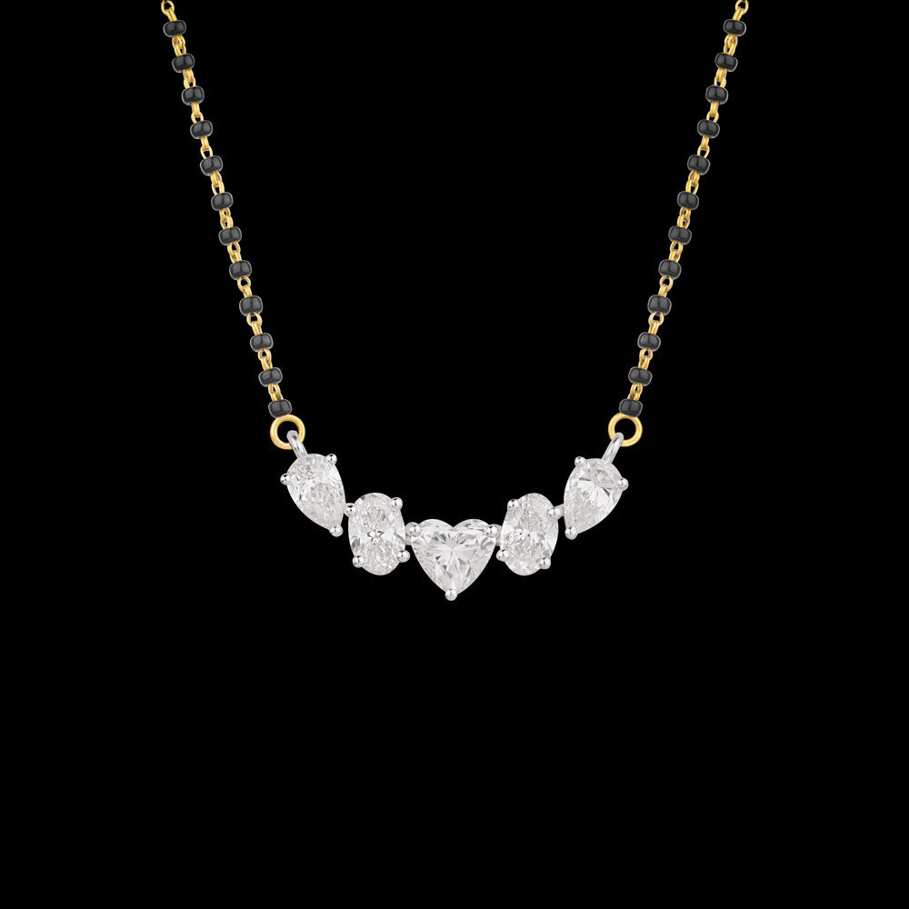 14K White Gold Diamond Mangalsutra Tanmaniya - 2.278ct VVS-VS-IJ