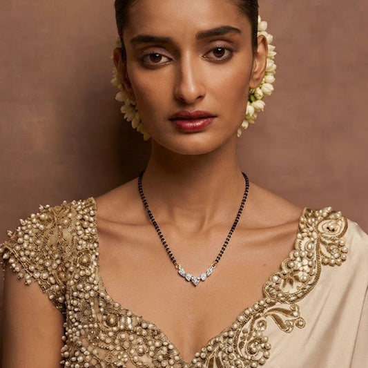 14K White Gold Diamond Mangalsutra Tanmaniya - 2.278ct VVS-VS-IJ