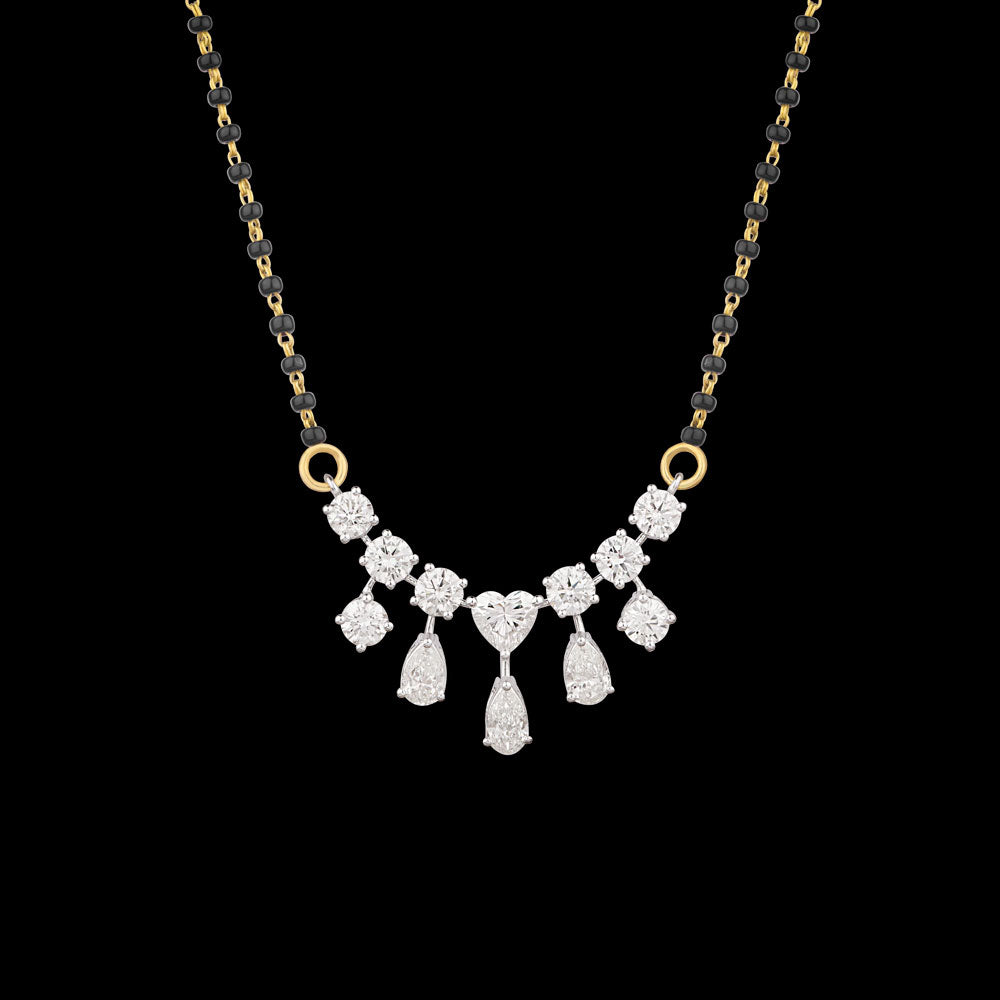 14K White Gold Diamond Mangalsutra Tanmaniya - 4.344ct VS-SI-IJ
