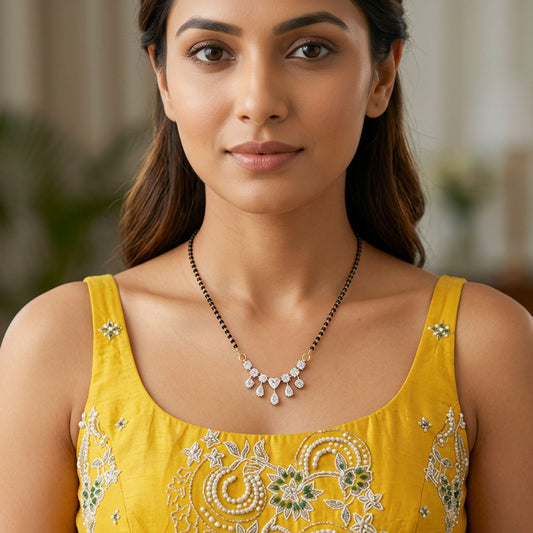 14K White Gold Diamond Mangalsutra Tanmaniya - 4.344ct VS-SI-IJ