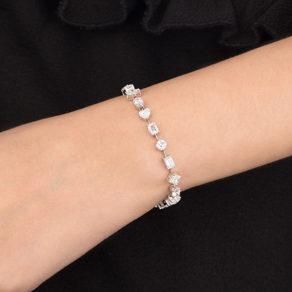 18K White Gold Diamond Bracelet - 7.647ct VS-SI-GH
