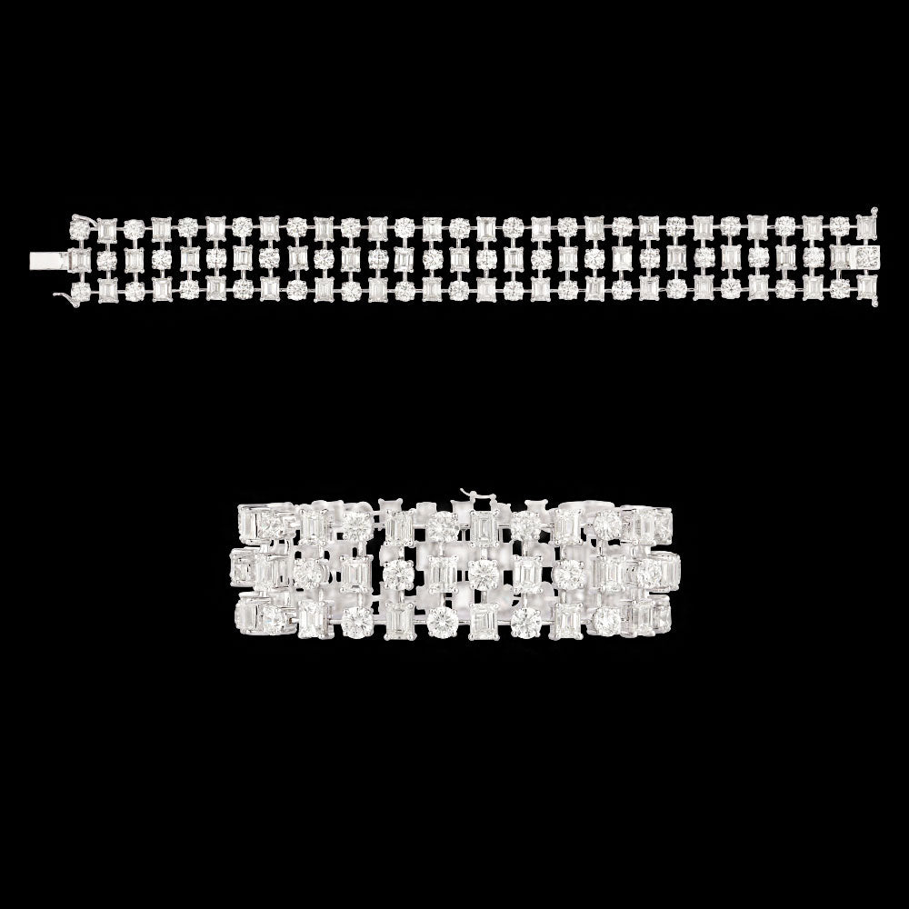 18K White Gold Diamond Bracelet - 34.838ct VVS-VS-GH