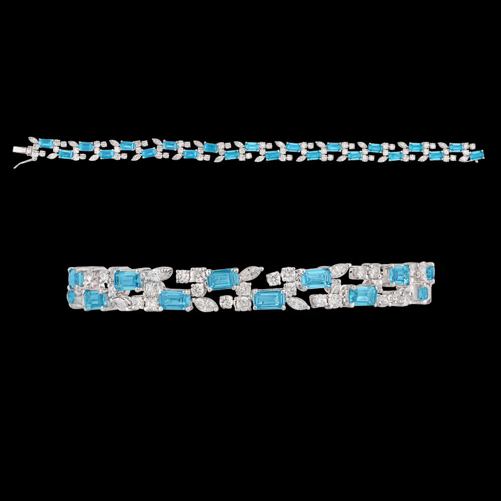 14K White Gold Diamond Bracelet - 3.11ct VVS-VS-GH with Colour Stones