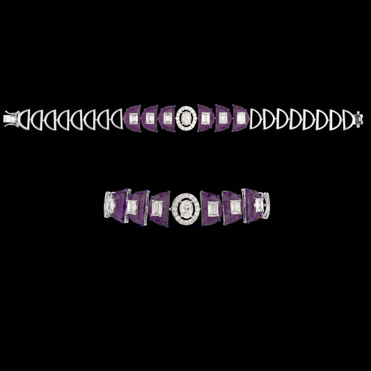 18K White Gold Diamond Bracelet - 3.423ct VVS-VS-GH with Colour Stones