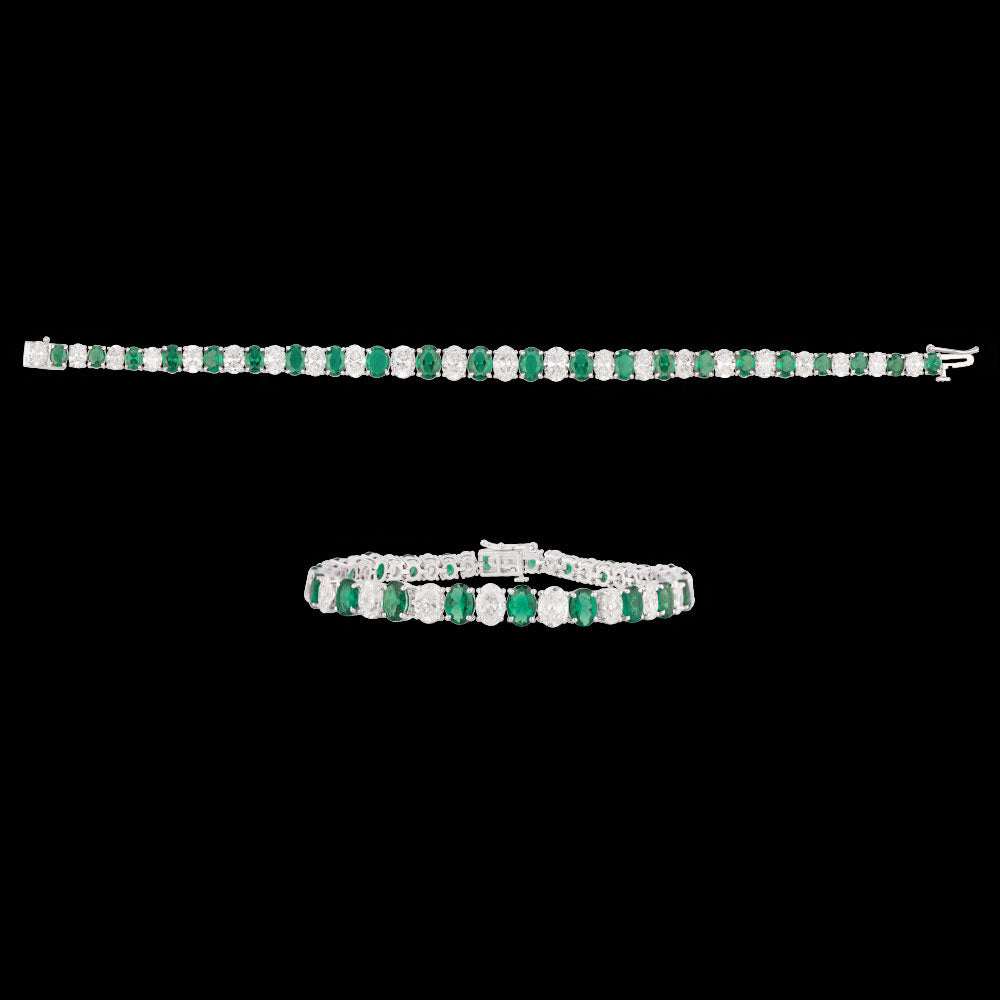 18K White Gold Diamond Bracelet - 6.466ct SI-HI with Colour Stones