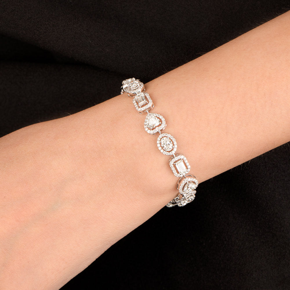 18K White Gold Diamond Bracelet - 10.422ct VVS-VS-IJ