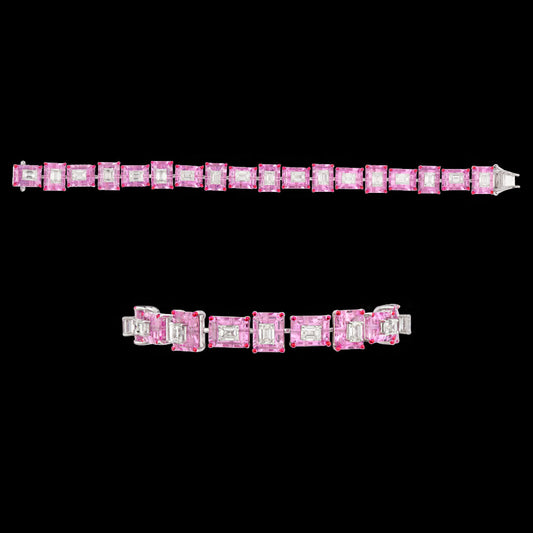 18K White Gold Diamond Bracelet - 6.868ct VVS-VS-GH with Colour Stones