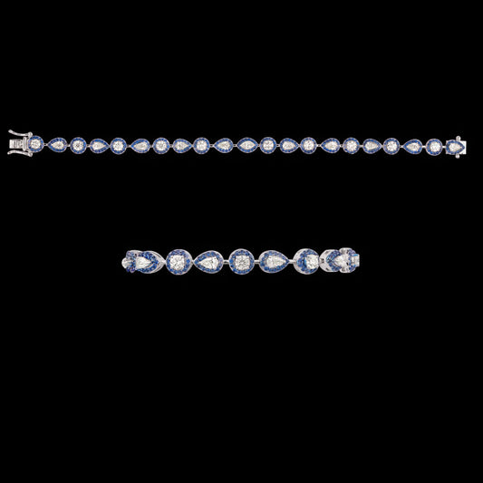 18K White Gold Diamond Bracelet - 3.125ct VVS-VS-KL with Colour Stones