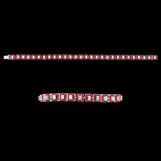 18K White Gold Diamond Bracelet - 1.95ct VVS-EF with Colour Stones