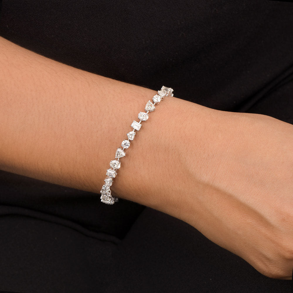 18K White Gold Diamond Bracelet - 6.351ct VS-SI-GH